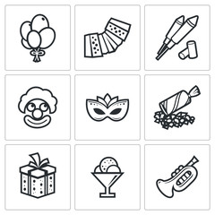 Event Agency icons set. Vector Illustration