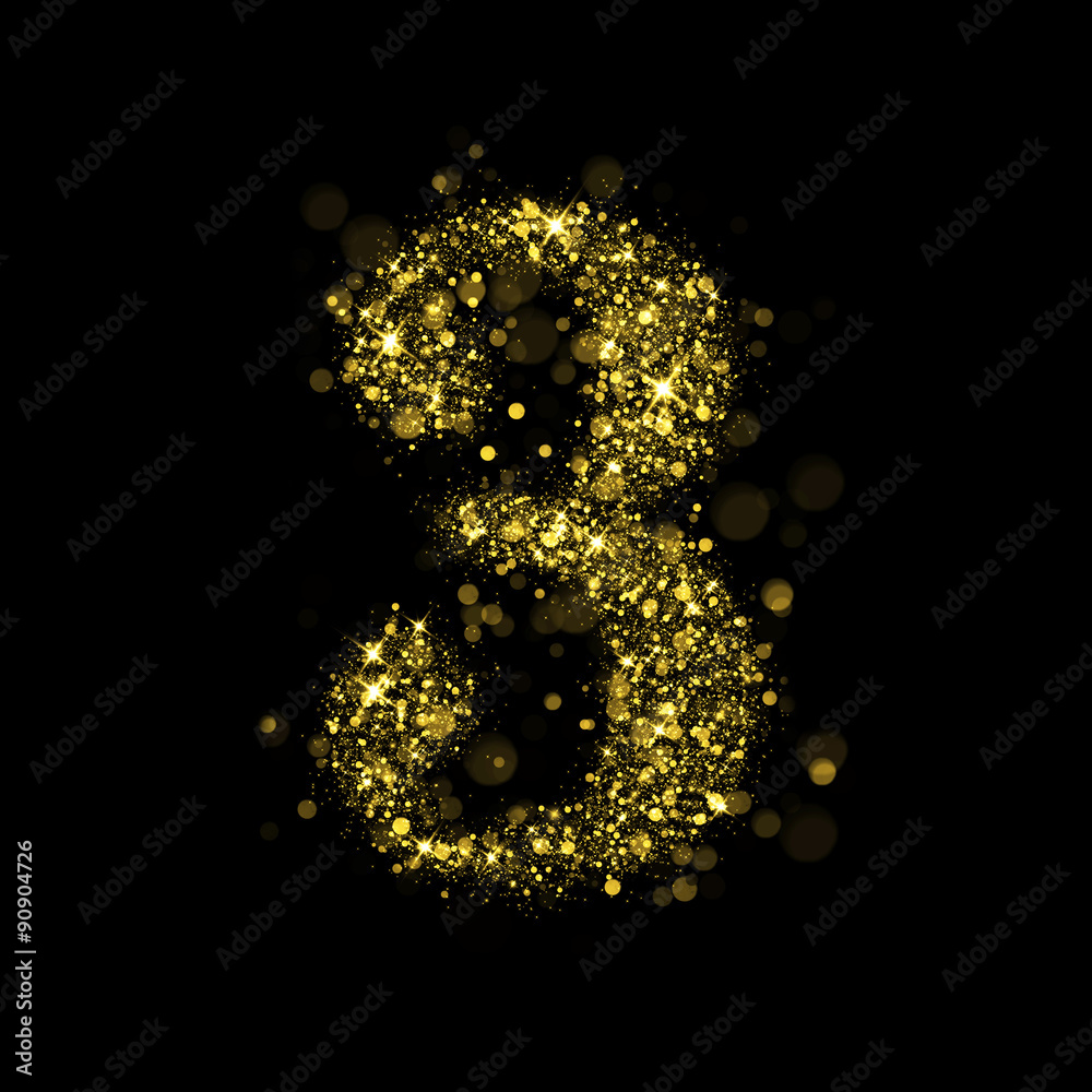 Aufkleber sparkling number 3 of glittering stars bokeh