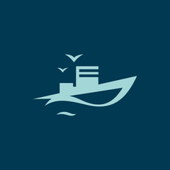 Ocean Ship sign. Vector Illustration.