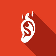 Burning ear icon. Vector Illustration.