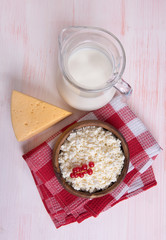 milk, cheese and cottage cheese