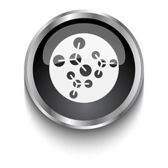 White Molecules symbol on black web button