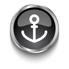 White Anchor symbol on black web button