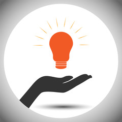 Bulb in Hand, This vector illustration can be used to represent an idea in hand and save electricity power, energy etc.