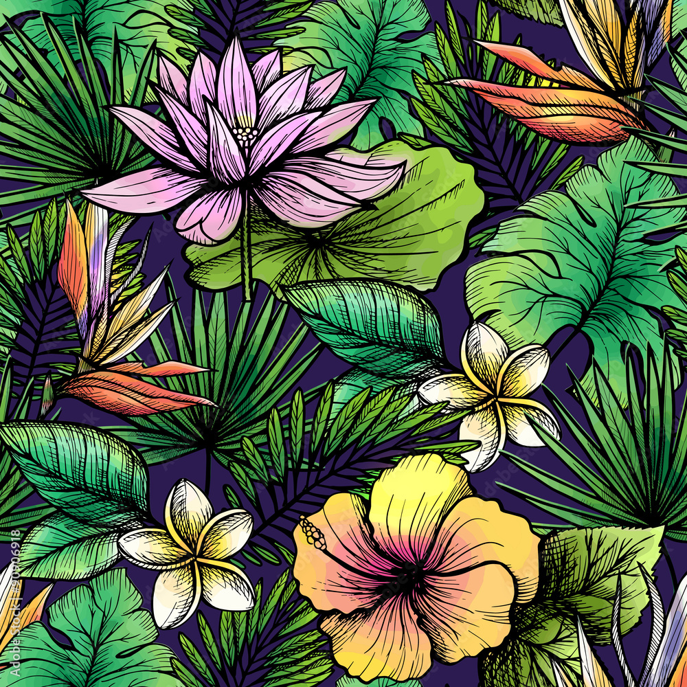 Wall mural tropical seamless pattern