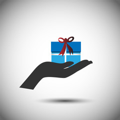 Gift and Hand, Vector illustration of receiving and sending a gift on a special occasion like Christmas, birthday, anniversary