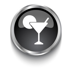 White Cocktail symbol on black web button