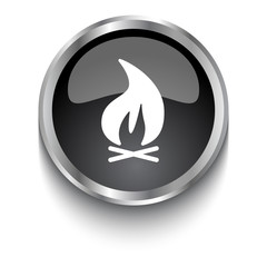 White Bonfire symbol on black web button