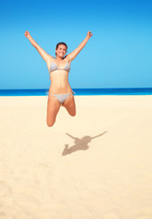 young woman jumping