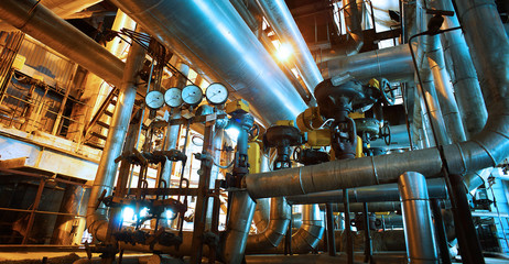 Industrial zone, Steel pipelines, valves and pumps