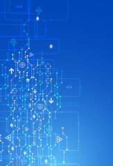 Abstract blue digital communication technology background.