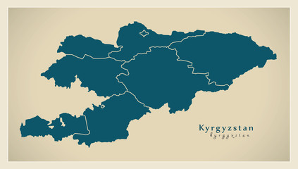 Modern Map - Kyrgyzstan with provinces KG