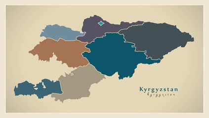 Modern Map - Kyrgyzstan with provinces political KG