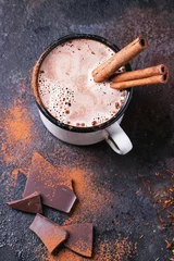 Fotobehang Chocolade Warme chocolademelk met kaneel