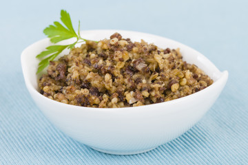 Haggis - Traditional Scottish dish made of sheep's pluck oatmeal and spices.
