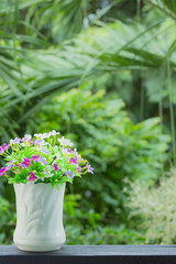 Artificial flower decorated in the garden
