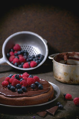Chocolate cake with berries