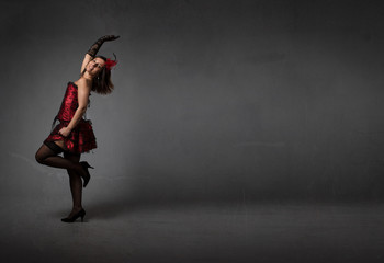 Fototapeta na wymiar dancer motion in red dress