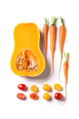 Set of red, orange and yellow vegetables