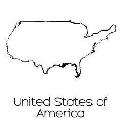 Scribbled Shape of the Country of United States of America