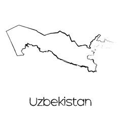Scribbled Shape of the Country of Uzbekistan