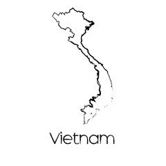 Scribbled Shape of the Country of Vietnam