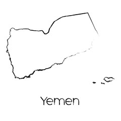 Scribbled Shape of the Country of Yemen