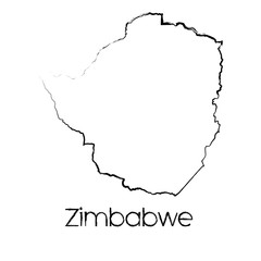 Scribbled Shape of the Country of Zimbabwe