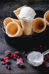 Ice cream in wafer cones