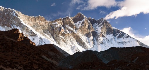 morning view of Lhotse and clouds on the top