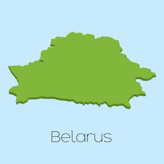 3D map on blue water background of Belarus
