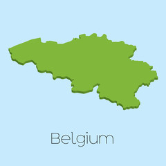 3D map on blue water background of Belgium