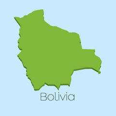 3D map on blue water background of Bolivia