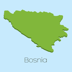 Obraz premium 3D map on blue water background of Bosnia