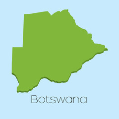 3D map on blue water background of Botswana