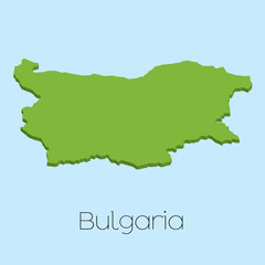 Obraz premium 3D map on blue water background of Bulgaria