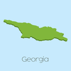 3D map on blue water background of Georgia