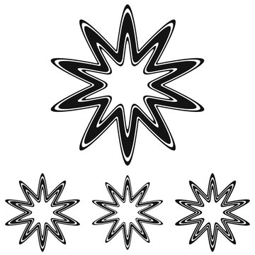 Black line star logo design set