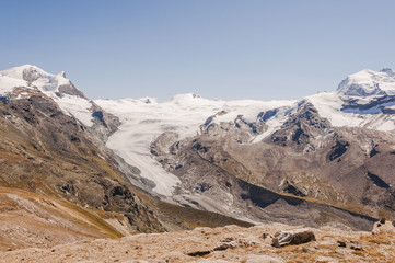Zermatt, Dorf, Bergdorf, Alpen, Schweizer Alpen, Walliser Berge, Findelgletscher, Rothorn, Stockhorn, Bergstation, Wanderferien, Wanderweg, Gletschereis, Gletscherzunge, Wallis, Sommer, Schweiz