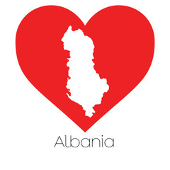 Heart illustration with the shape of Albania