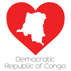Heart illustration with the shape of Democratic Republic of Cong