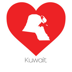 Heart illustration with the shape of Kuwait