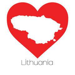 Heart illustration with the shape of Lithuania