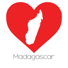 Heart illustration with the shape of Madagascar