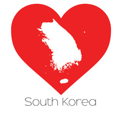 Heart illustration with the shape of South Korea