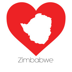 Heart illustration with the shape of Zimbabwe