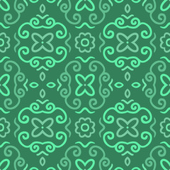 Abstract seamless pattern with vintage green ornament