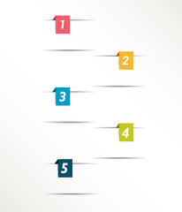 Square simply color numbered bookmarks. Infographics elements.