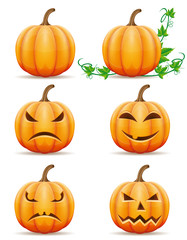 set icons halloween pumpkin vector illustration