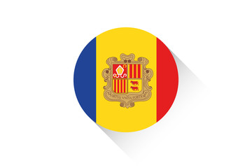 Round flag with shadow of Andorra